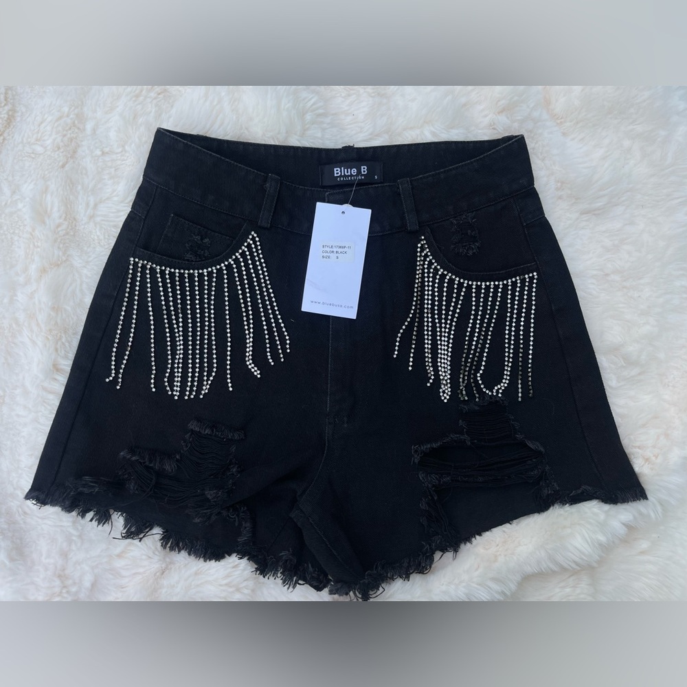 BLUE B Rhinestone pocket shorts